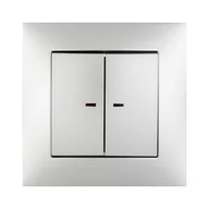 Wyłączniki światła i elektryczne - ELEKTRO - PLAST Włącznik podwójny z podświetleniem CARLA  srebrny  ELEKTRO - PLAST - miniaturka - grafika 1