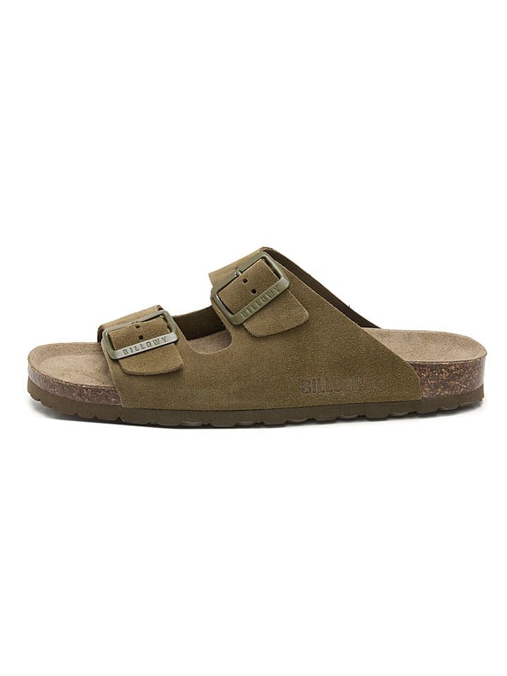 billowy Skórzane klapki w kolorze khaki