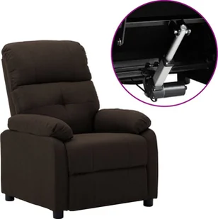 vidaXL Elektryczny fotel rozkładany, ciemnobrązowy, obity tkaniną - Fotele - miniaturka - grafika 1