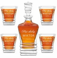 Karafki - Karafka geometric z 4 szklankami i grawerem dla męża - miniaturka - grafika 1