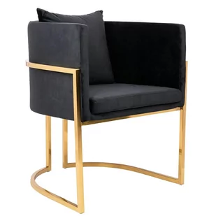 Fotel biurowy, krzesło biurowe King Home Fotel CHLOE VELVET czarny welur chrom podstawa złota MSE011000303.V41 - Fotele i krzesła biurowe - miniaturka - grafika 1