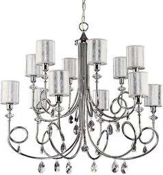 LAMPA WISZĄCA duża srebrne klosze chromowana rama styl glamour DELFINA DE 12 CH Jupiter - Lampy sufitowe - miniaturka - grafika 1