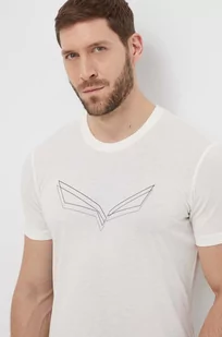 Salewa t-shirt sportowy Pure Eagle Frame Dry kolor biały z nadrukiem - Koszulki męskie - miniaturka - grafika 1
