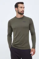 Bielizna sportowa męska - Helly Hansen longsleeve funkcyjny Lifa Active kolor zielony gładki - miniaturka - grafika 1