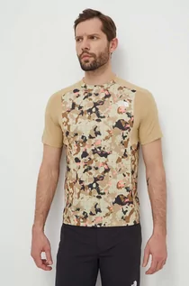 Koszulki męskie - The North Face t-shirt sportowy Valday kolor beżowy wzorzysty NF0A851SXIC1 - grafika 1