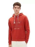 Bluzy męskie - TOM TAILOR Męska bluza z kapturem z nadrukiem, 14302-Velvet Red, L - miniaturka - grafika 1