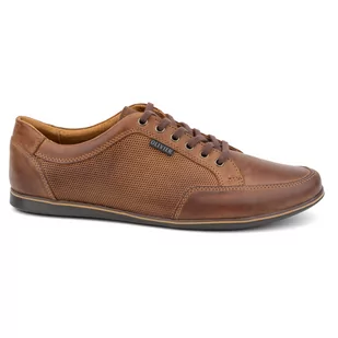 Buty męskie skórzane casual 410KNT brązowe - Buty Olivier - Półbuty męskie - miniaturka - grafika 1