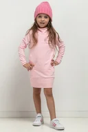 Sukienki i spódniczki dla dziewczynek - Sukienka z golfikiem i kieszeniami dla dziewczynki, MMD37, jasnoróżowa - miniaturka - grafika 1