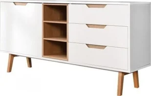 King Home Komoda HUSUM biała - MDF, fornir dębowy - Komody - miniaturka - grafika 1