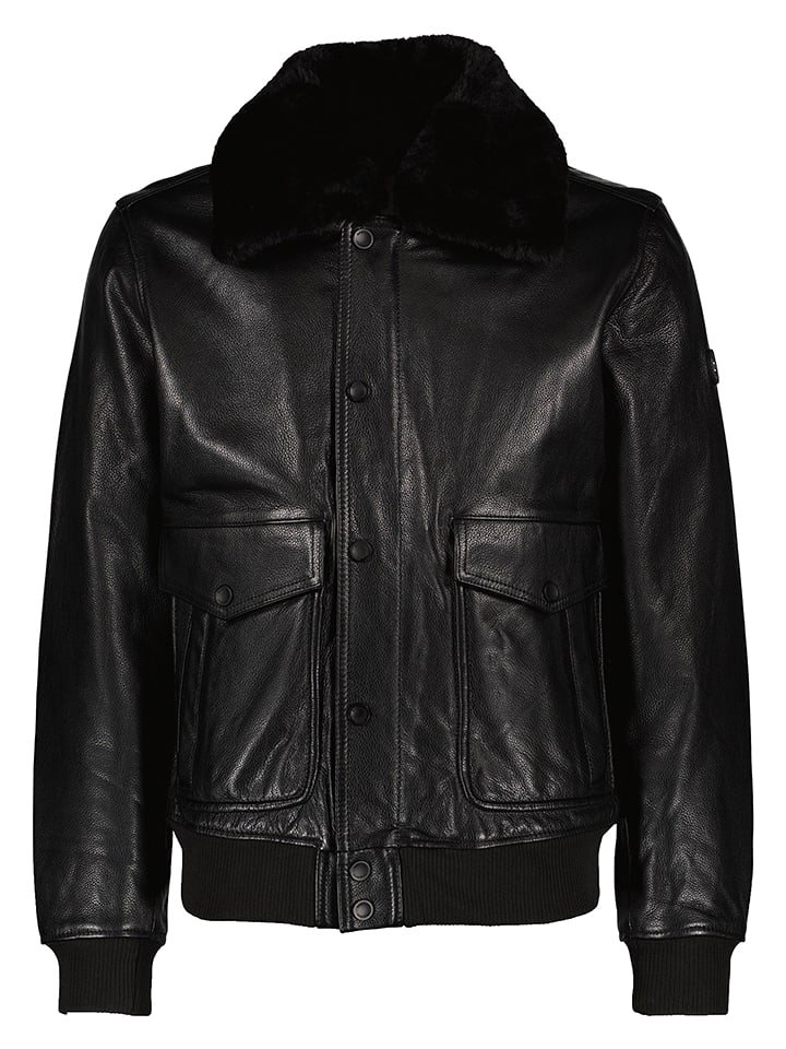 Bugatti Skórzana kurtka w kolorze czarnym