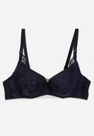 Biustonosze - Granatowy Biustonosz na Regulowanych Ramiączkach Full Cup ze Wstawką z Koronki Moallina - Born2be - miniaturka - grafika 1