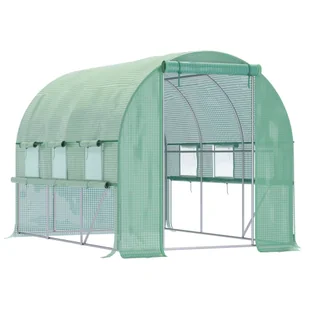 Outsunny szklarnia foliowa 2,95 x 2 x 2 m tunel szklarnia szklarnia dom dla roślin namiot foliowy 6 okien ochrona UV Zielony - Szklarnie ogrodowe - miniaturka - grafika 1