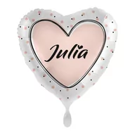 Balony i akcesoria - Balon imienny foliowy Julia serce pakowany 43 cm - miniaturka - grafika 1