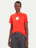 Koszulki i topy damskie - Calvin Klein Jeans T-Shirt Classic Monogram LV047D874G Czerwony Relaxed Fit - miniaturka - grafika 1