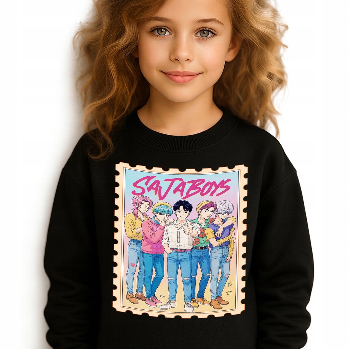 Bluza Dziecięca Czarna SAJA BOYS SQUAD Do Szkoły K-pop Muzyka Wz - 116 cm
