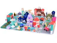 Klocki - Klocki Drewniane Zestaw Miasteczko Mata Puzzle 115 Ele - miniaturka - grafika 1