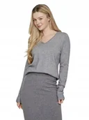Swetry damskie - VILA SZARY DOPASOWANY SWETER Z DEKOLTEM V DŁUGI RĘKAW L JQA - miniaturka - grafika 1