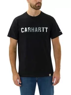Koszulki sportowe męskie - Koszulka męska T-shirt Carhartt Force Midweight Block Logo czarny - miniaturka - grafika 1
