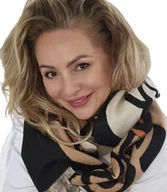 Apaszki i szaliki damskie - Ciepły szal szalik Chusta frędzle kwiaty miękki Zjawiskowy 180x65 cm - miniaturka - grafika 1