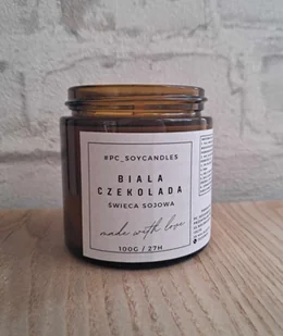 Świeca Sojowa Zapachowa Biała Czekolada 120ml 27h Drewniany Knot - Świece - miniaturka - grafika 1