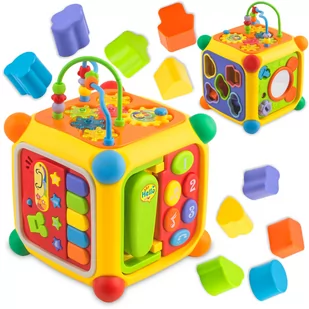 Kostka interaktywna edukacyjna dla dzieci sorter Montessori układanka z muzyką 6w1 Ricokids - Sortery dla dzieci - miniaturka - grafika 1