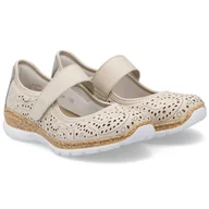 Półbuty damskie - Półbuty damskie ażurowe Rieker N4299-60 BEIGE 40 - miniaturka - grafika 1
