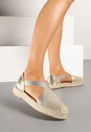 Espadryle damskie - Złote Espadryle Ozdobione Plecionką i Paskiem Morinia - miniaturka - grafika 1