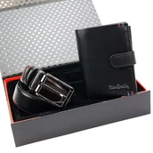 Paski - Pierre Cardin męski zestaw na prezent portfel i pasek do spodni skórzany - miniaturka - grafika 1