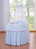 Łóżeczka i kojce - Kosz Mojżesza wiklinowy z baldachimem- Little Prince niebieski - miniaturka - grafika 1