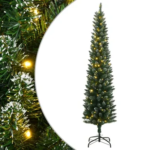 vidaXL Sztuczna, smukła choinka, 300 LED, 210 cm - Choinki - miniaturka - grafika 1