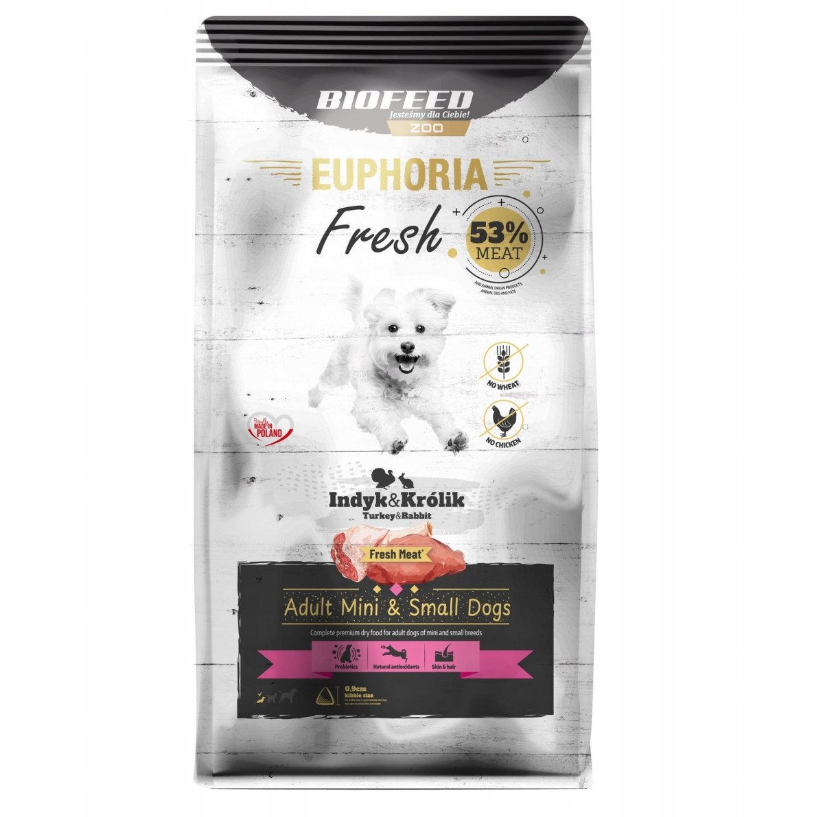 BIOFEED Euphoria Fresh Adult Mini & Small Indyk z królikiem - sucha karma dla psa - 8kg