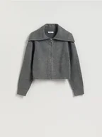 Swetry damskie - Reserved - Sweter z zapięciem na zamek - ciemnoszary - miniaturka - grafika 1