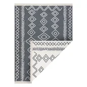 Dywany - Dywan TWIN 23000 Boho, bawełna, dwustronny, romby Ekologiczny frędzle - antracyt / krem, 60x90 cm - miniaturka - grafika 1