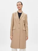 Płaszcze damskie - Tommy Hilfiger Płaszcz wełniany Classic WW0WW41662 Beżowy Regular Fit - miniaturka - grafika 1