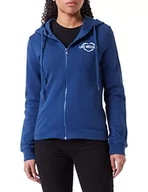 Bluzy damskie - Love Moschino Damska bluza z kapturem zapinana na zamek, z holograficznym nadrukiem w kształcie serca, NIEBIESKI, 72 - miniaturka - grafika 1