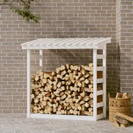 Akcesoria kominkowe - vidaXL Stojak na drewno opałowe, biały, 108x64,5x110cm, drewno sosnowe - miniaturka - grafika 1