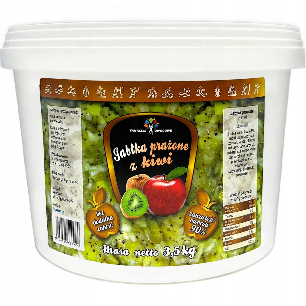 Jabłka Prażone Z Kiwi Zero Cukru Frużelina 3,5 Kg