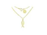Biżuteria religijna - Naszyjnik z medalikiem rybą ICHTYS - 24k złocenie - miniaturka - grafika 1