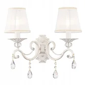 Lampy ścienne - Lampa ścienna kinkiet biały z kryształkami podwójny klasyczny Maytoni - miniaturka - grafika 1