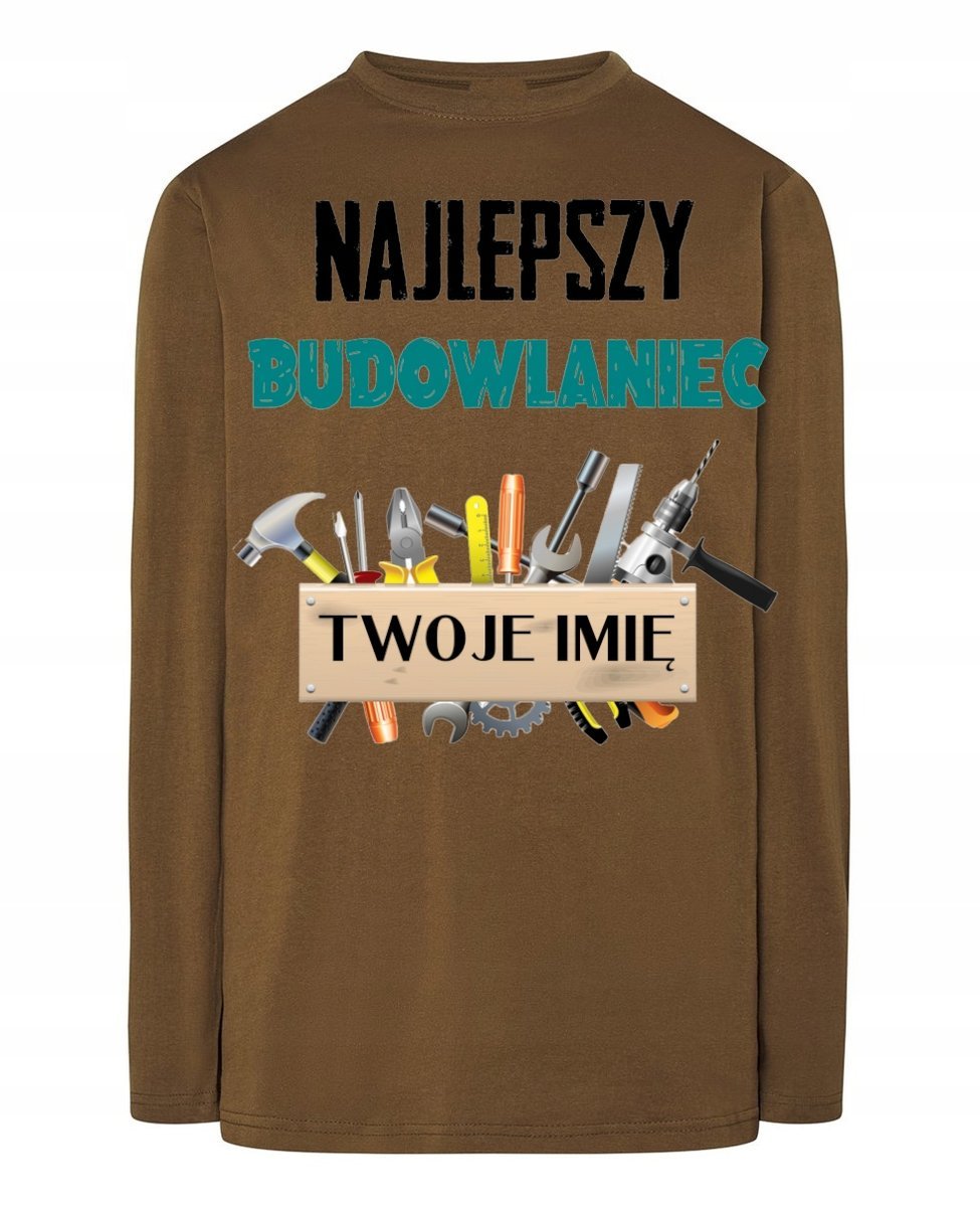 Longsleeve Najlepszy Budowlaniec Twoje Imię 3XL