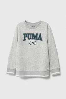 Bluzy dla dziewczynek - Puma bluza dziecięca SQUAD Crew FL B kolor szary z nadrukiem - grafika 1