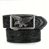 Paski - Pas pasek SKÓRZANY AUTOMATYCZNY PREMIUM retro SKÓRA NATURALNA ORZEŁ 120 cm - miniaturka - grafika 1