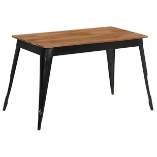 vidaXL Stół do jadalni z litego drewna akacjowego i stali, 120x60x76cm - Stoły - miniaturka - grafika 1