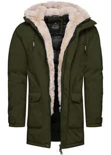 Kurtka męska parka z futerkiem khaki Recea - Kurtki męskie - miniaturka - grafika 1