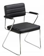Fotele i krzesła biurowe - Krzesło konferencyjne Erik czarna eko-skóra na płozie - miniaturka - grafika 1