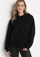 Bluzy damskie - Czarna Bluza Kangurka z Kapturem i Szeroką Kieszenią Rihea - miniaturka - grafika 1