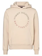 Bluzy męskie - Tommy Hilfiger Męska bluza z kapturem Mężczyźni beżowy nadruk, S - miniaturka - grafika 1