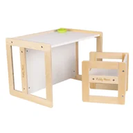 Krzesła obrotowe dla dzieci - KiddyMoon Stolik + krzesło TC-002 natural/white 61x44x44/30x30x30 Mebel zestaw mebelków - miniaturka - grafika 1