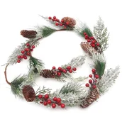 Ozdoby bożonarodzeniowe - Girlanda świąteczna oszroniona z szyszkami nad okno drzwi 140 cm - miniaturka - grafika 1