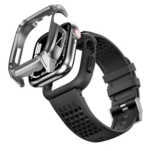 Kingxbar CYF148 2w1 pancerne etui Apple Watch SE, 6, 5, 4 (44 mm) ze stali nierdzewnej z paskiem srebrne - Akcesoria do smartwatchy - miniaturka - grafika 3